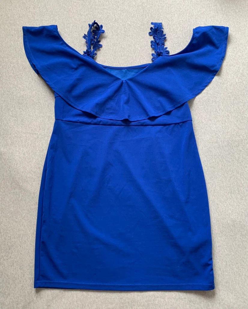 Blue Off-the-Shoulder Ruffle Dress - Size 3XL