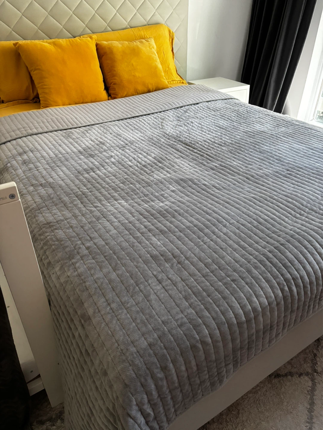 Grey Quilted Bed Cover