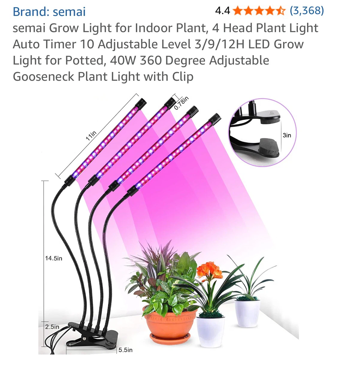 4 Head Gooseneck Grow Light