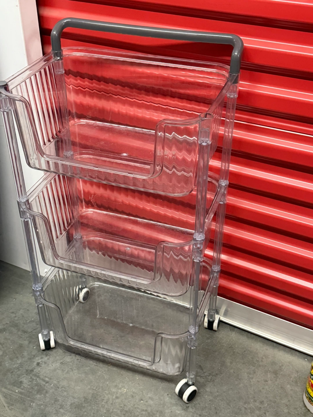 MOVING SALE ‼️ Clear 3-Tier Rolling Storage Cart