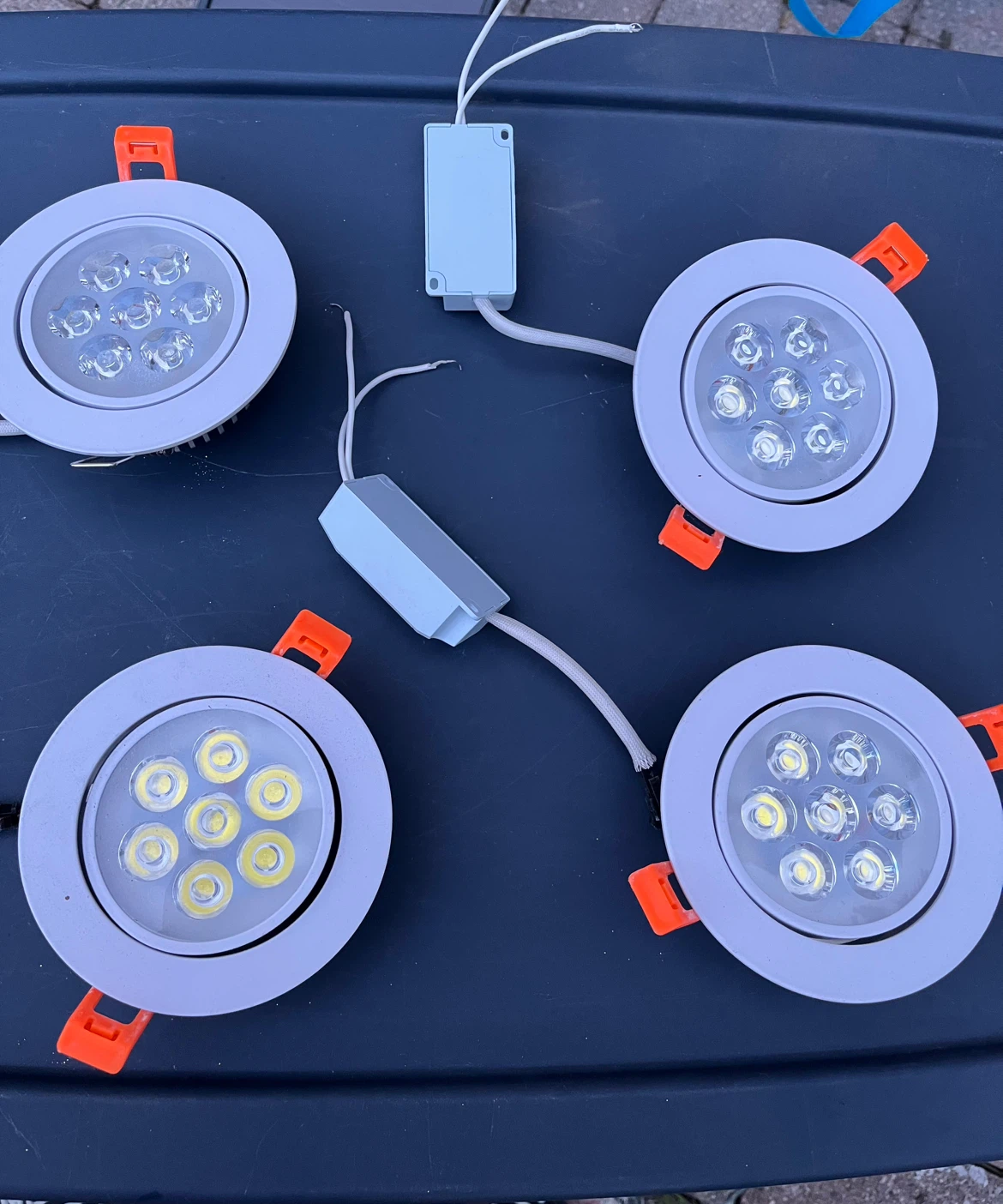 Four Round LED Recessed Ceiling Lights
