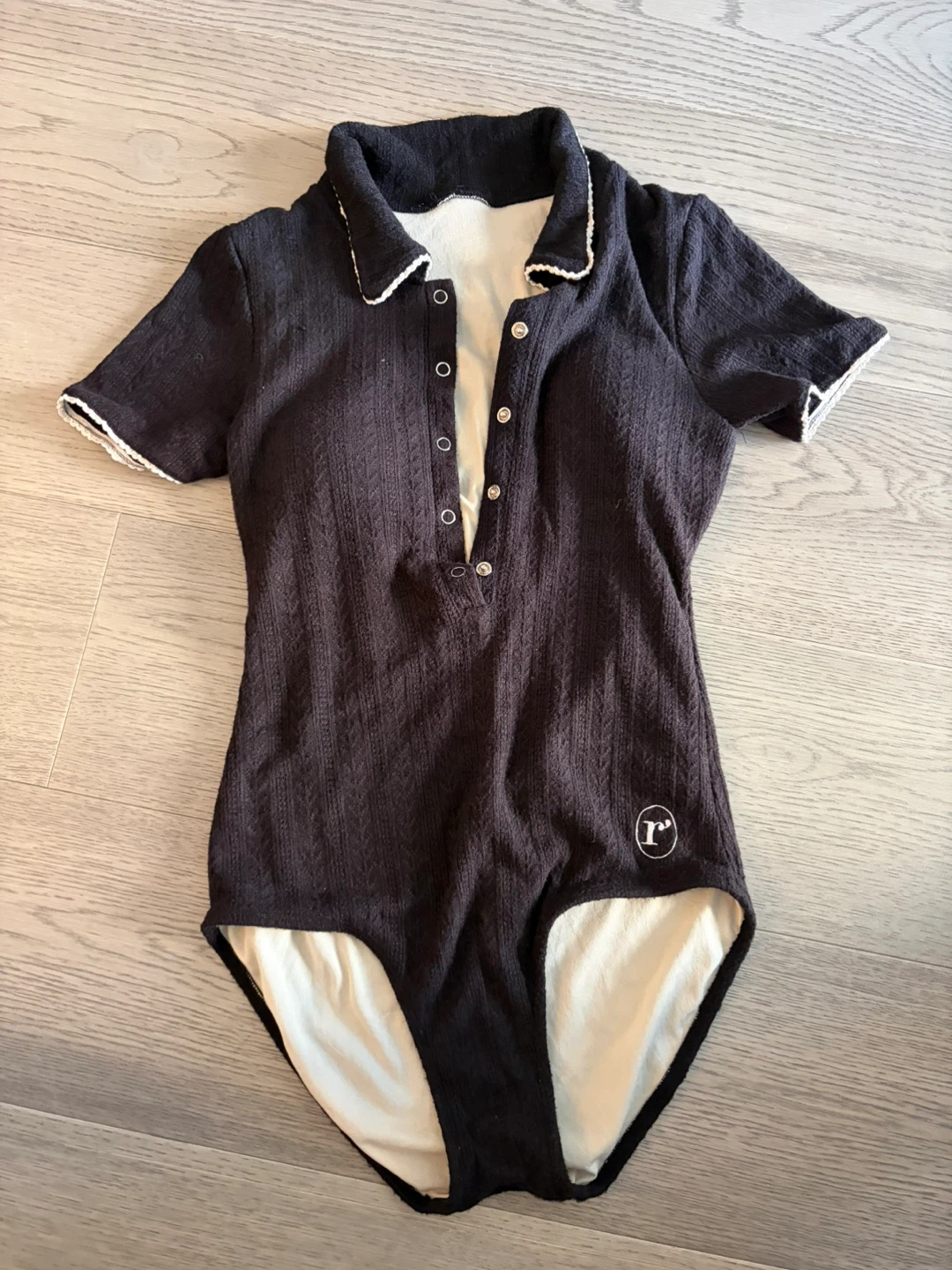 Rolarola Black Collared Short Sleeve Bodysuit - photo 2