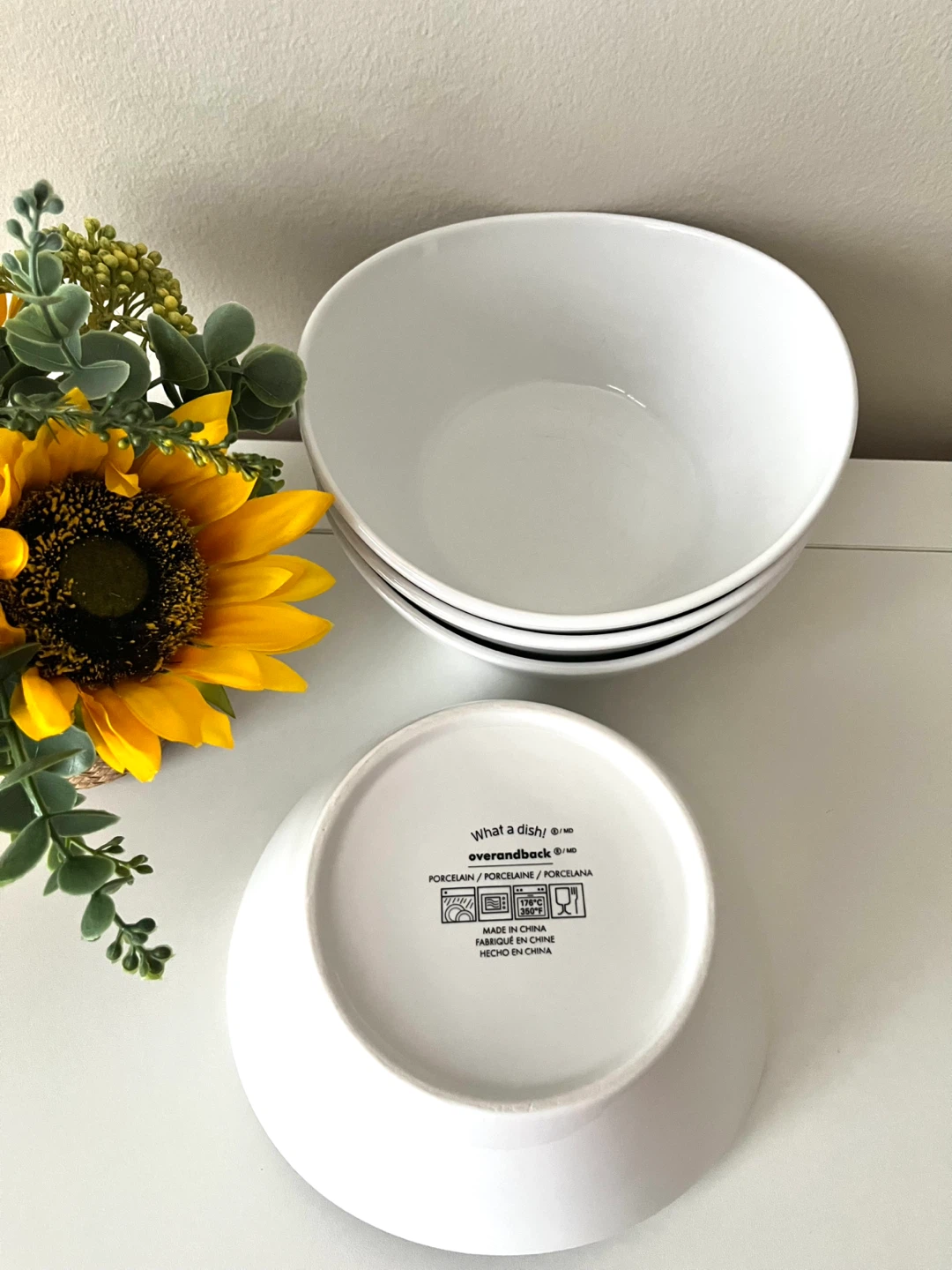 Set of 4 Overandback White Porcelain Bowls - photo 3