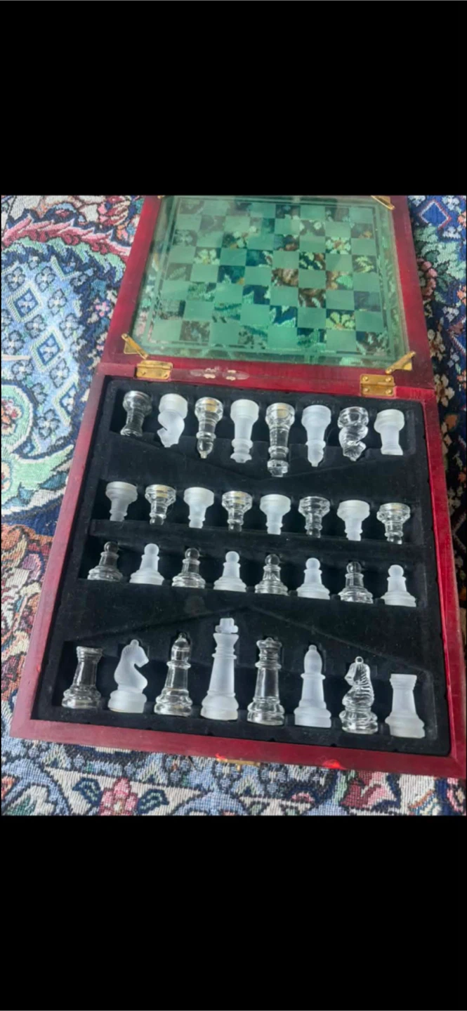 Glass Chess Set with Wooden Box - photo 2