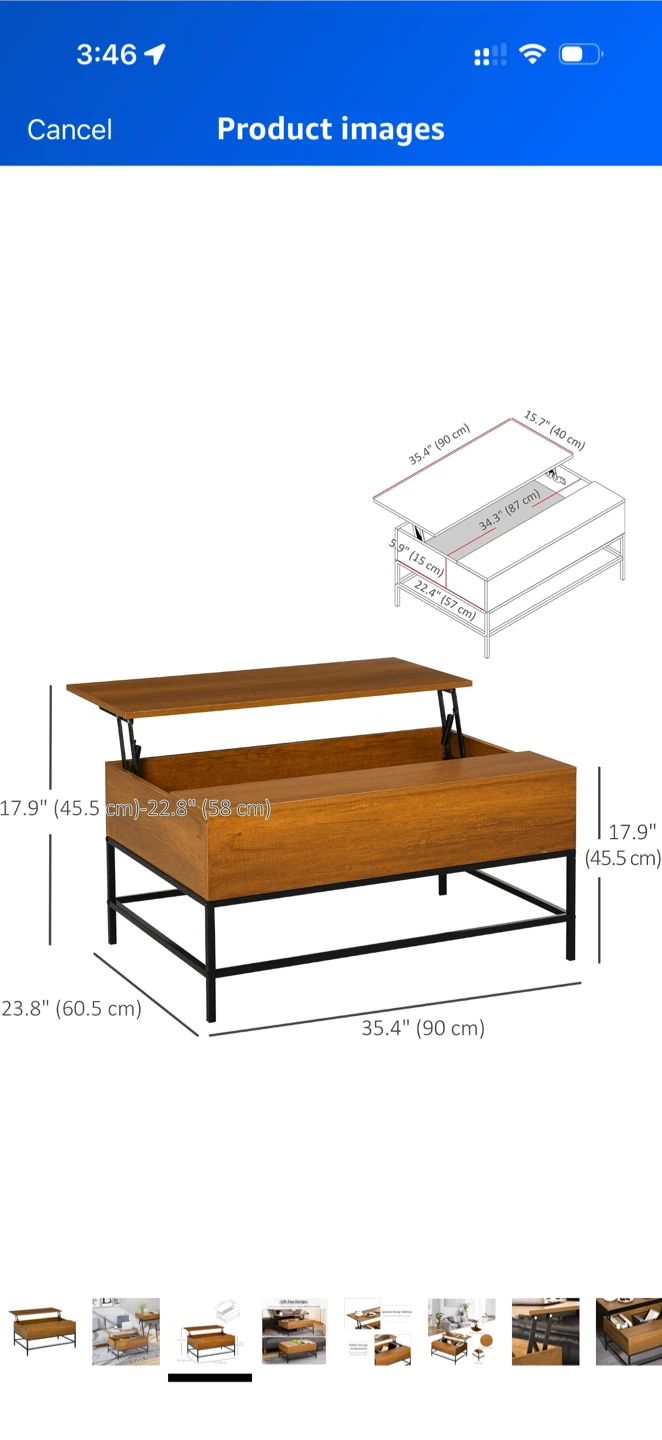 Lift Top Coffee Table with Hidden Storage - photo 2