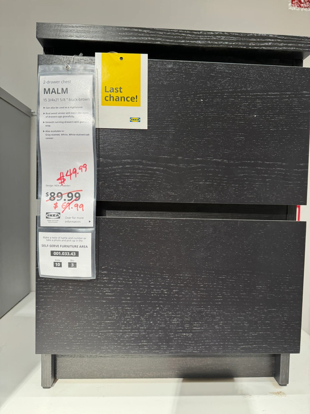 IKEA MALM -Drawer Chest - Black-Brown