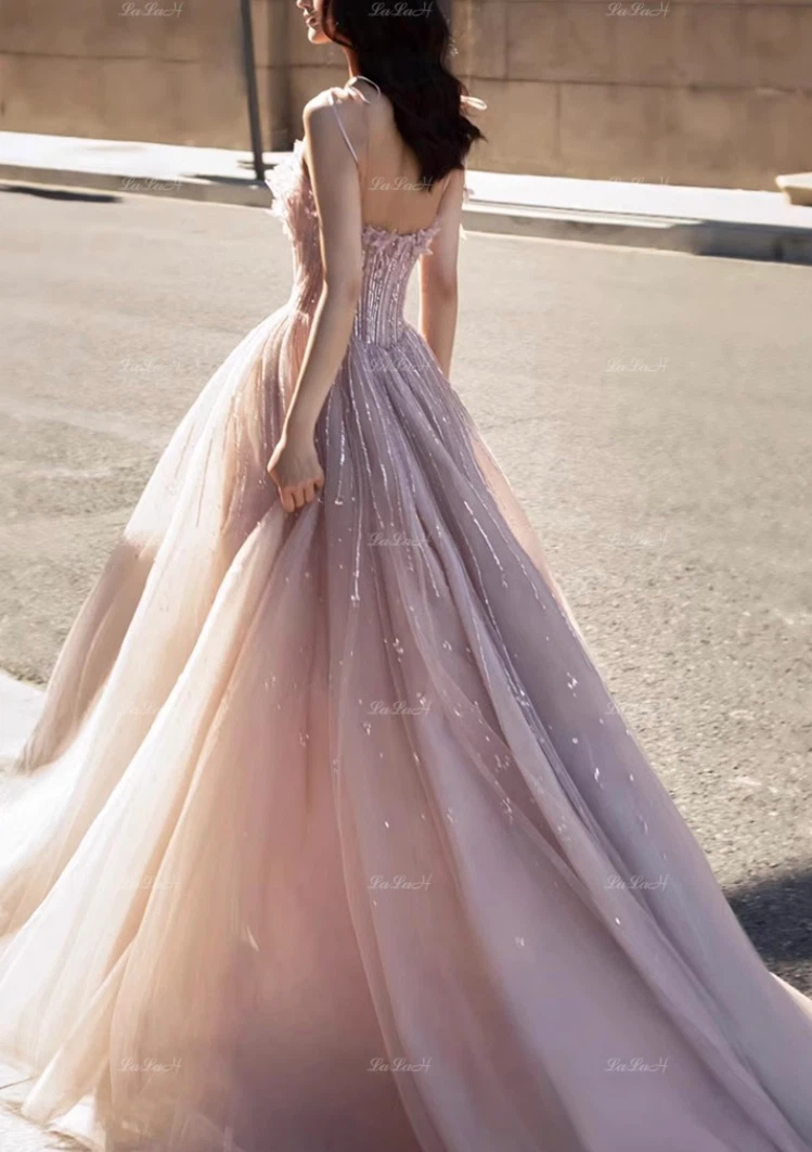 Blush Pink Princess Ball Gown / Formal Dress with Train - photo 5