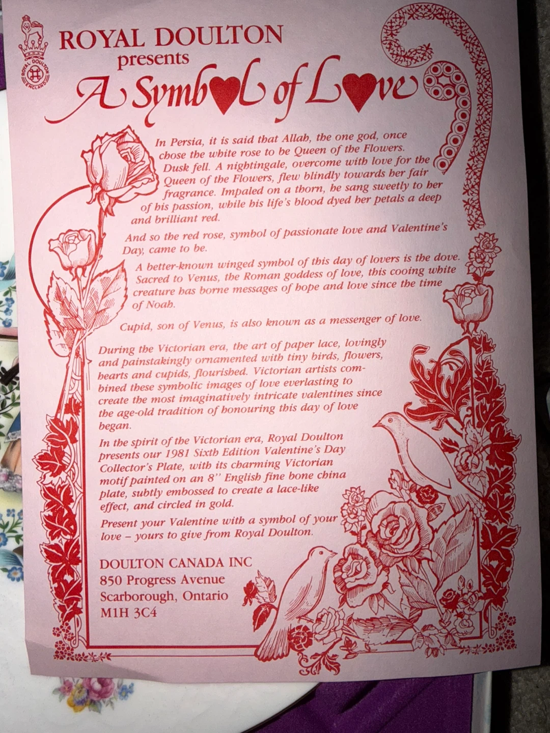 Royal Doulton "My Valentine" 1981 Collector's Plate - photo 2