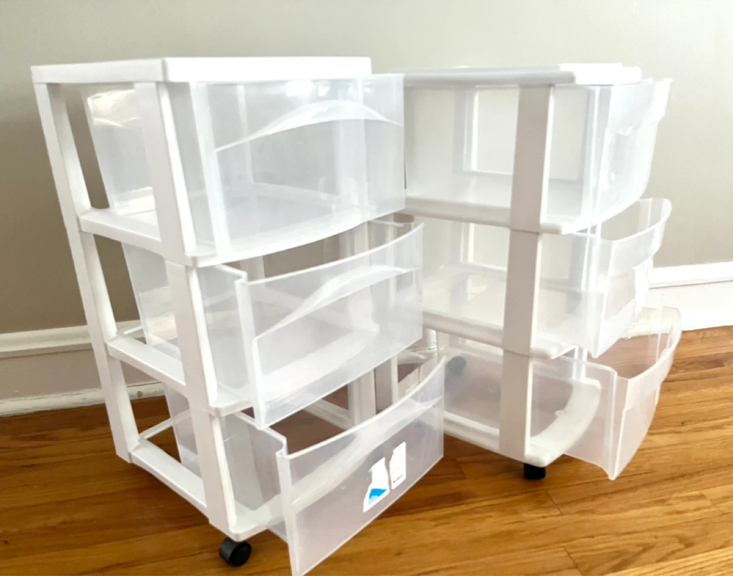 2 White 3-Drawer Plastic Storage Carts - photo 3