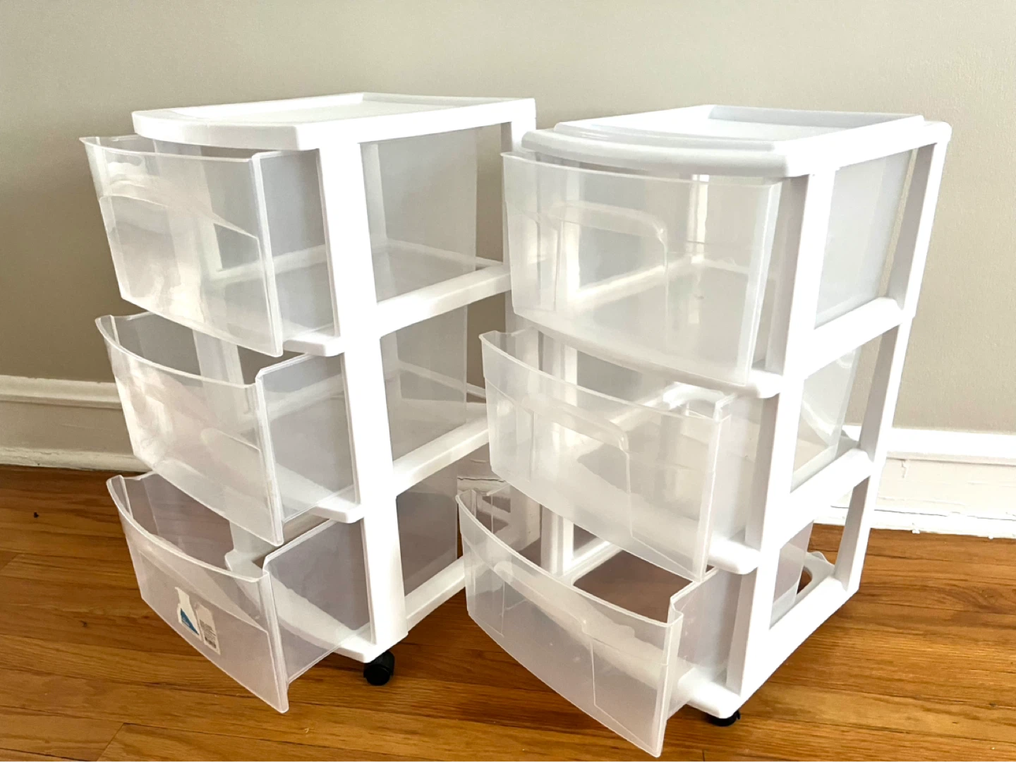 2 White 3-Drawer Plastic Storage Carts - photo 4