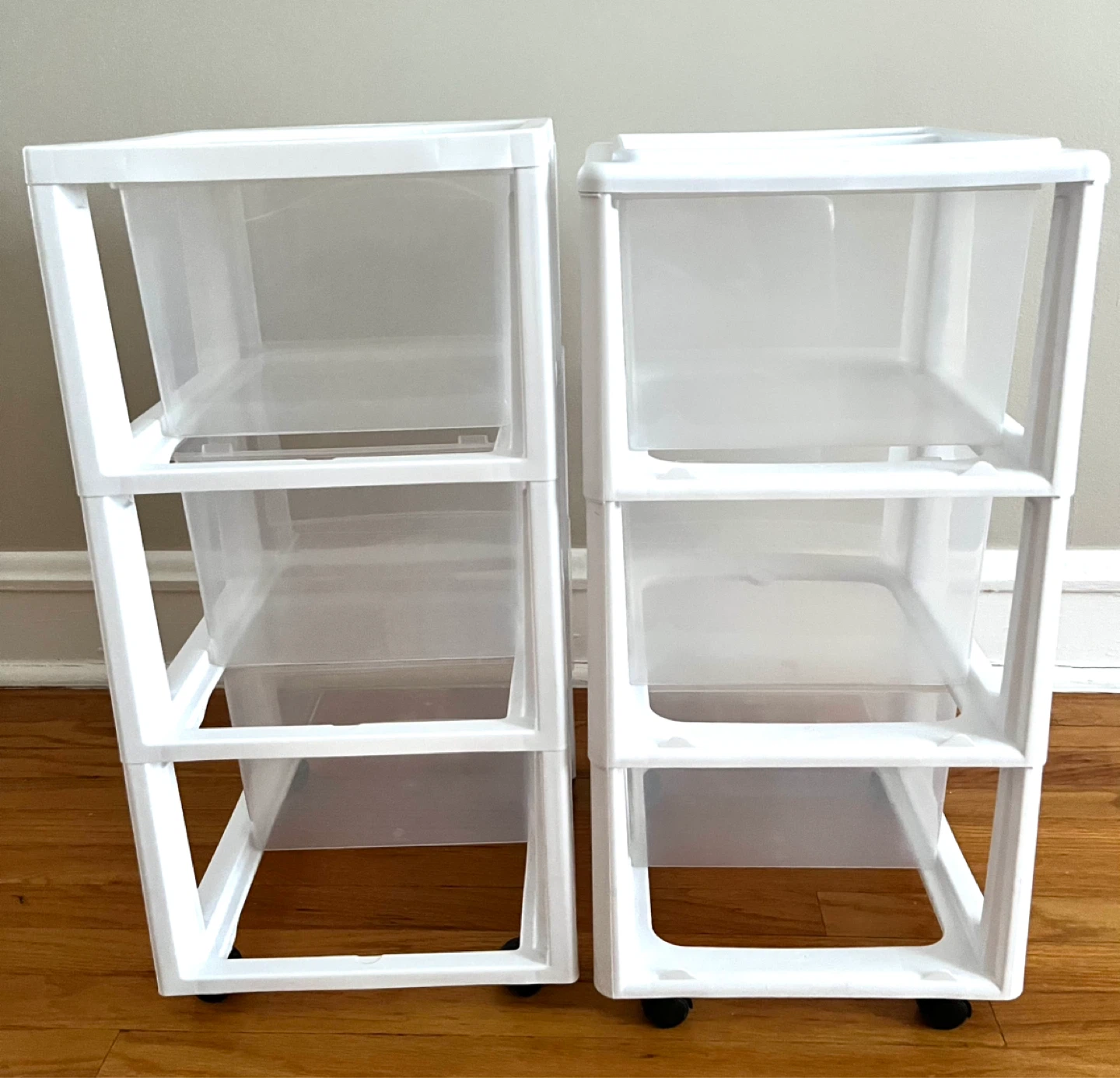 2 White 3-Drawer Plastic Storage Carts - photo 5