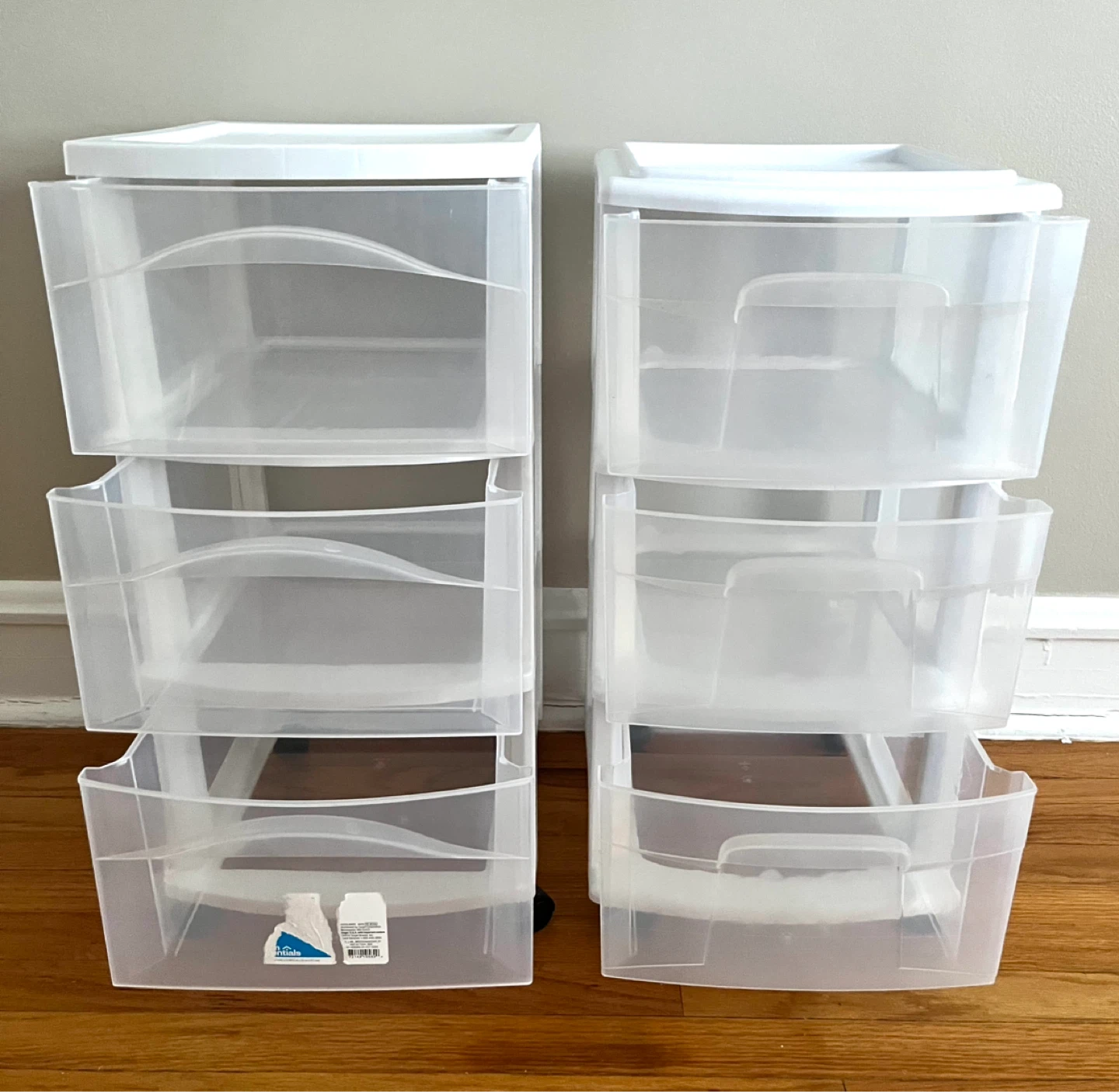 2 White 3-Drawer Plastic Storage Carts - photo 2