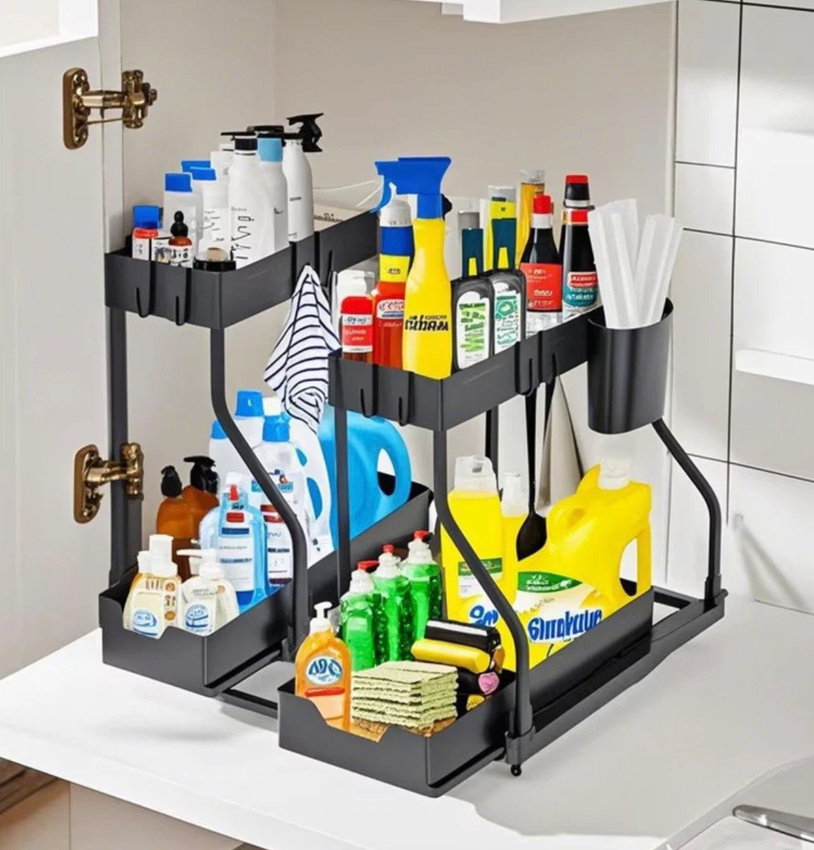 Black 2-Tier Sliding Organizer