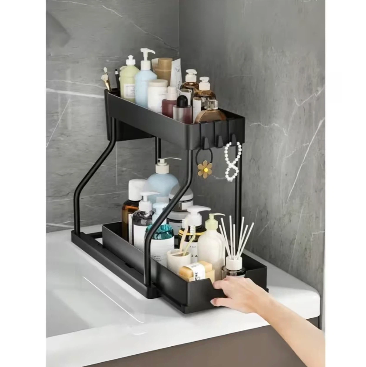 Black 2-Tier Sliding Organizer - photo 2