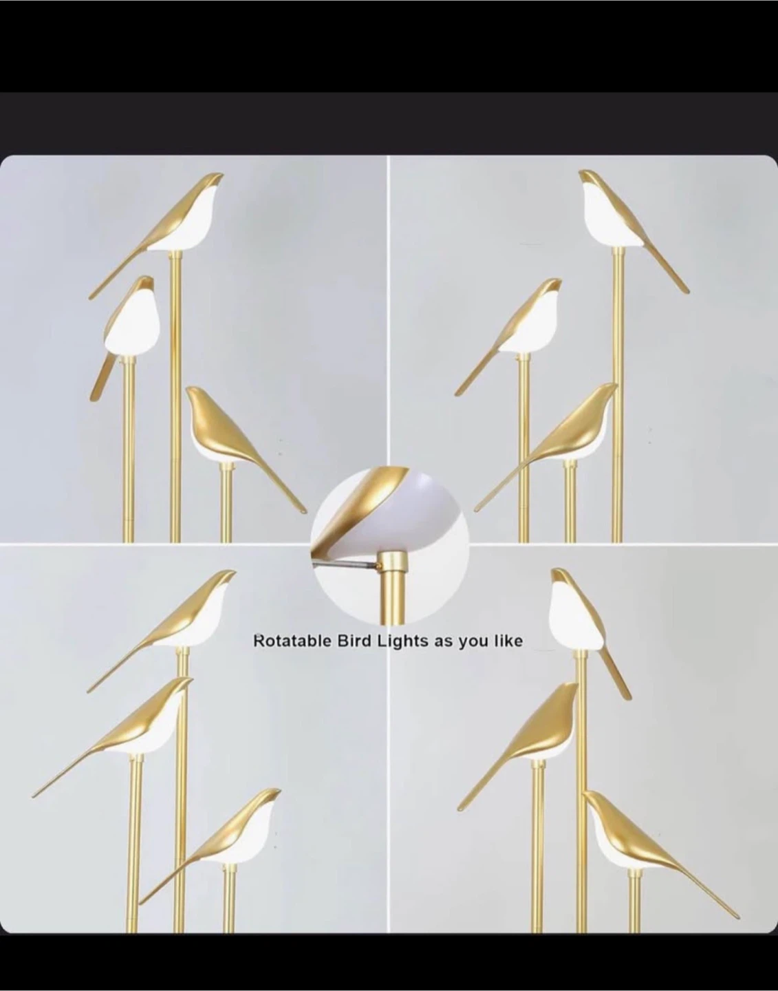 Gold 3 -Bird Floor Lamp with Shelves with 3 LED Bird lights - photo 2