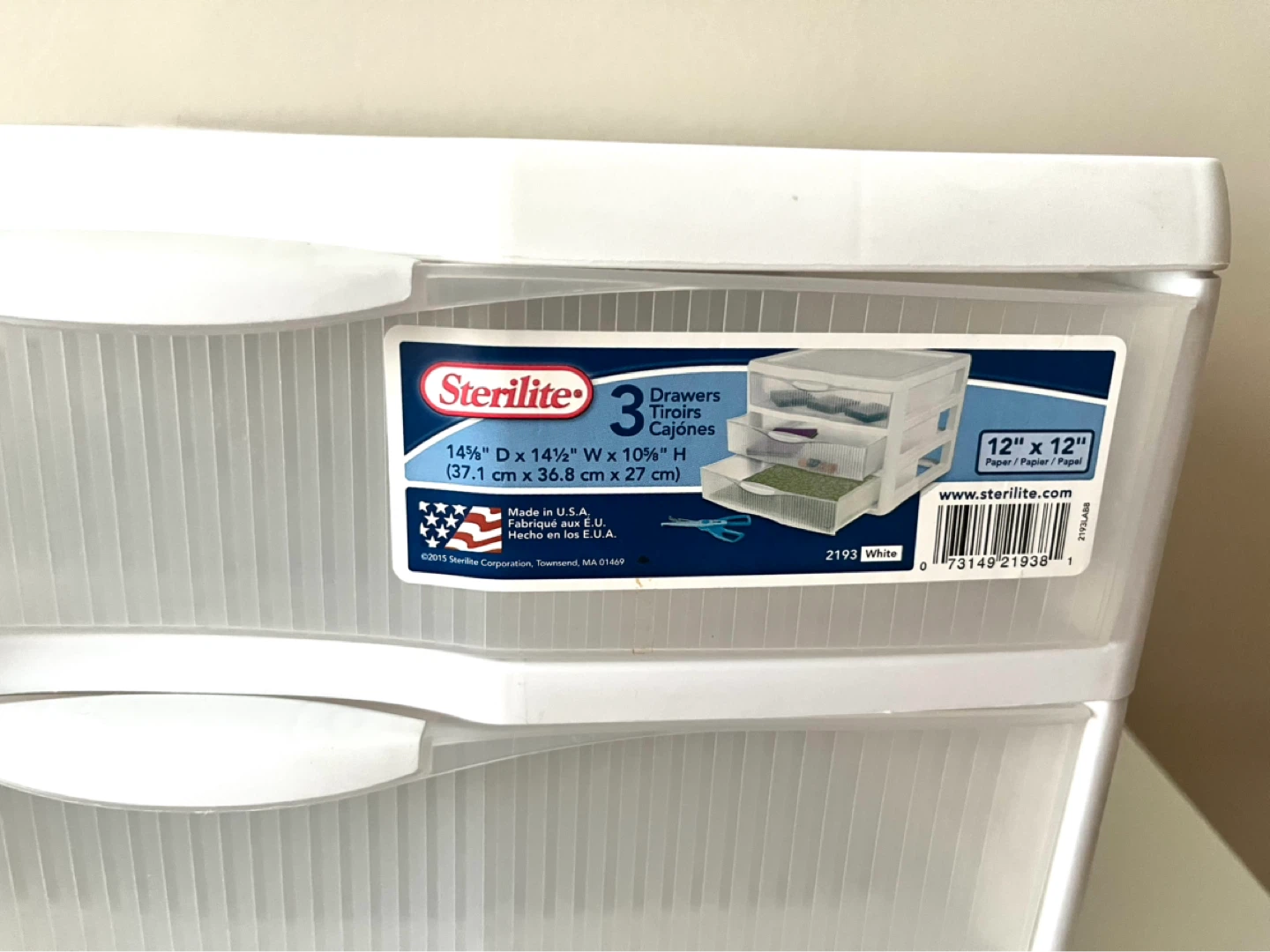 Sterilite 3 Drawer Organizer White 12" x 12" - photo 3