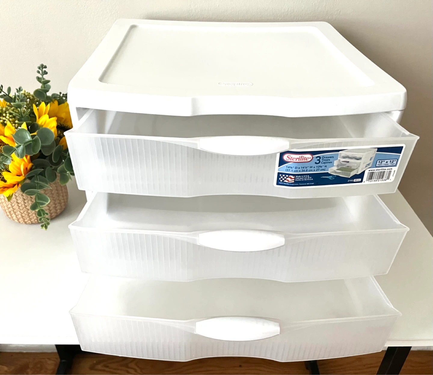 Sterilite 3 Drawer Organizer White 12" x 12" - photo 2