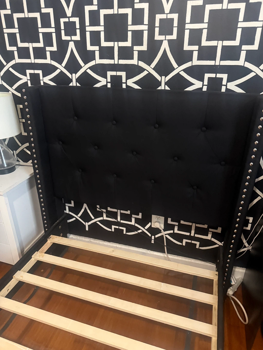 Andover Mills Aileen Upholstered Wingback Bed Frame - Black - photo 3
