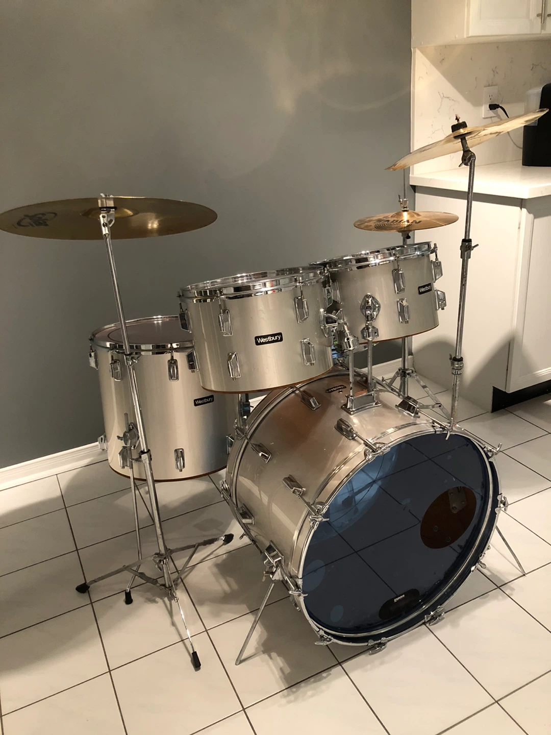 Silver Westbury drum set - 1980s - photo 3