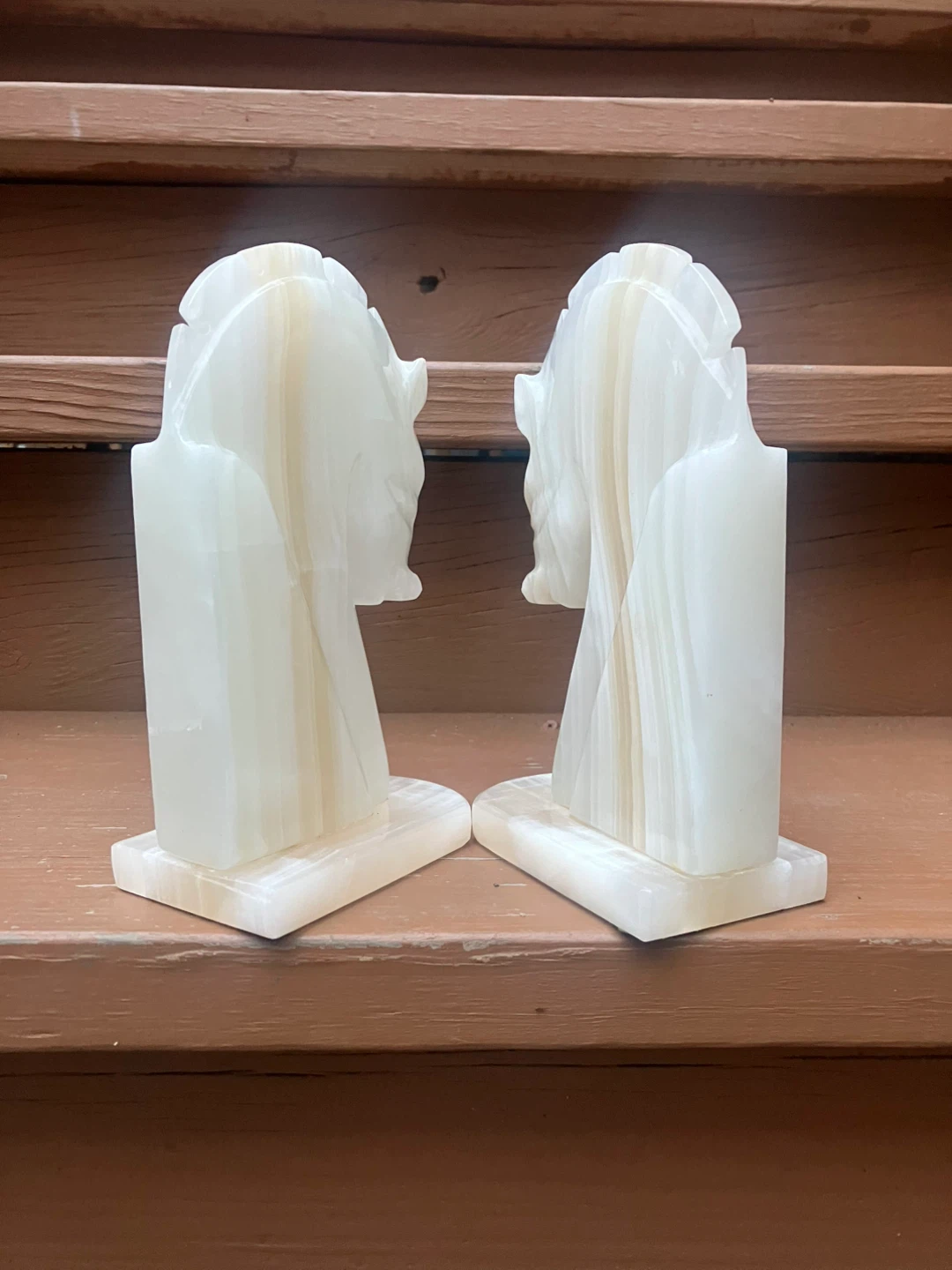Vintage Onyx Horse Head Bookends - 8.5” x 5” - photo 5