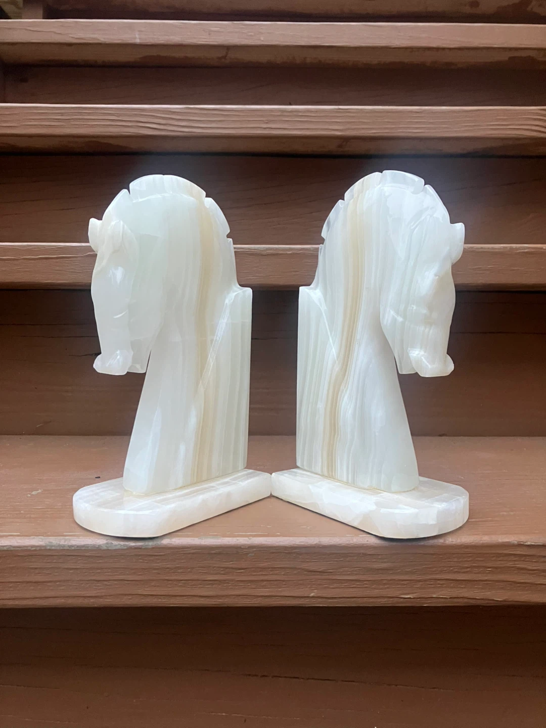 Vintage Onyx Horse Head Bookends - 8.5” x 5” - photo 3