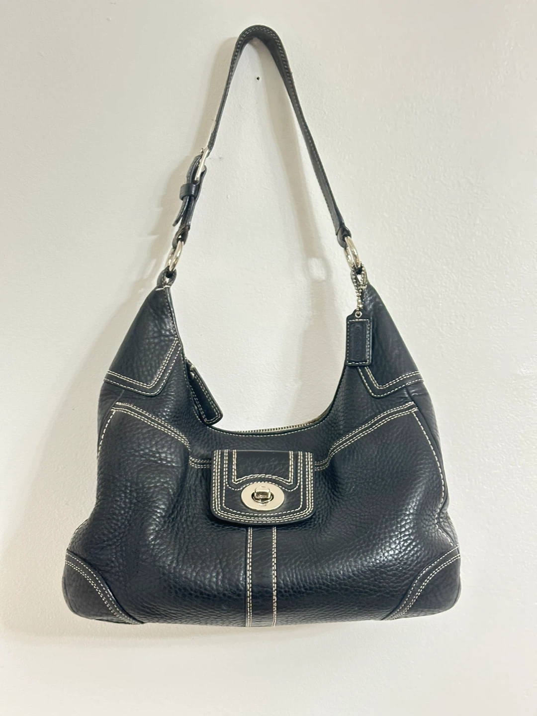 Coach Black Leather  handbag F13956 Vintage