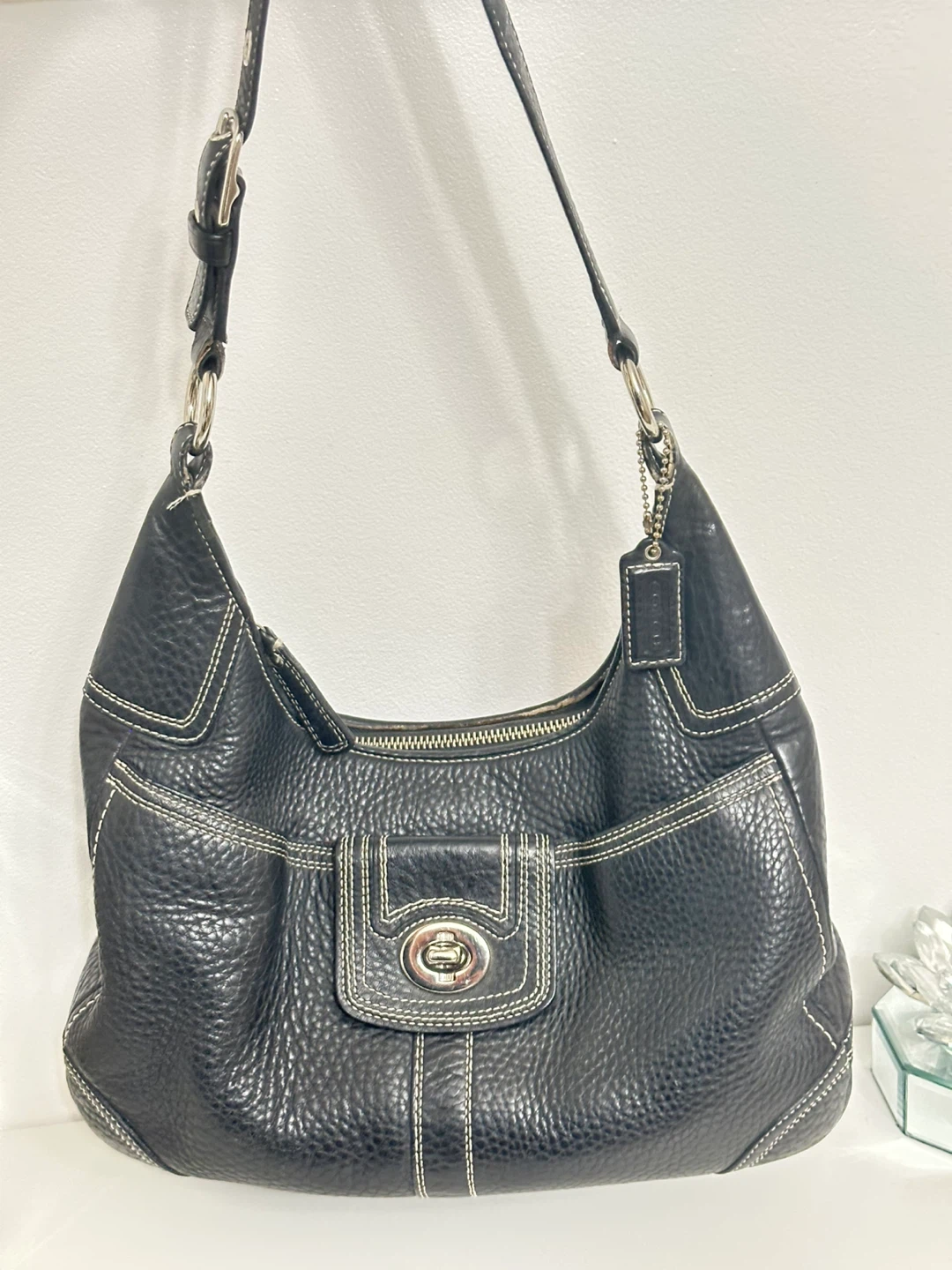 Coach Black Leather  handbag F13956 Vintage - photo 2