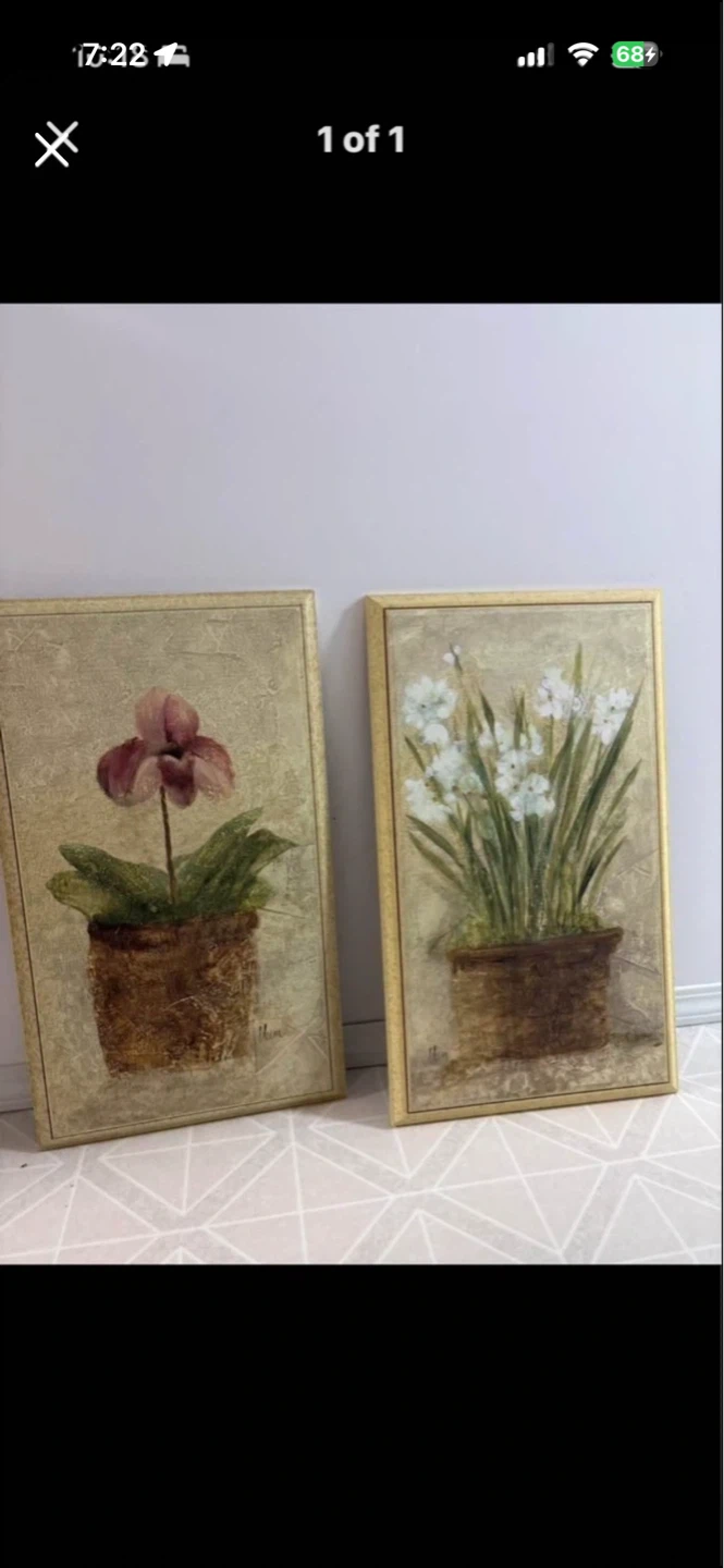 Set of 2 Floral Canvas Wall Art