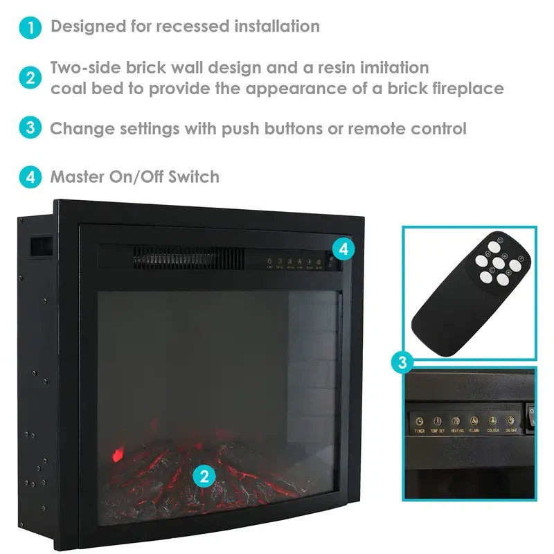 Cozy Warmth 23-Inch Indoor Electric Fireplace Insert