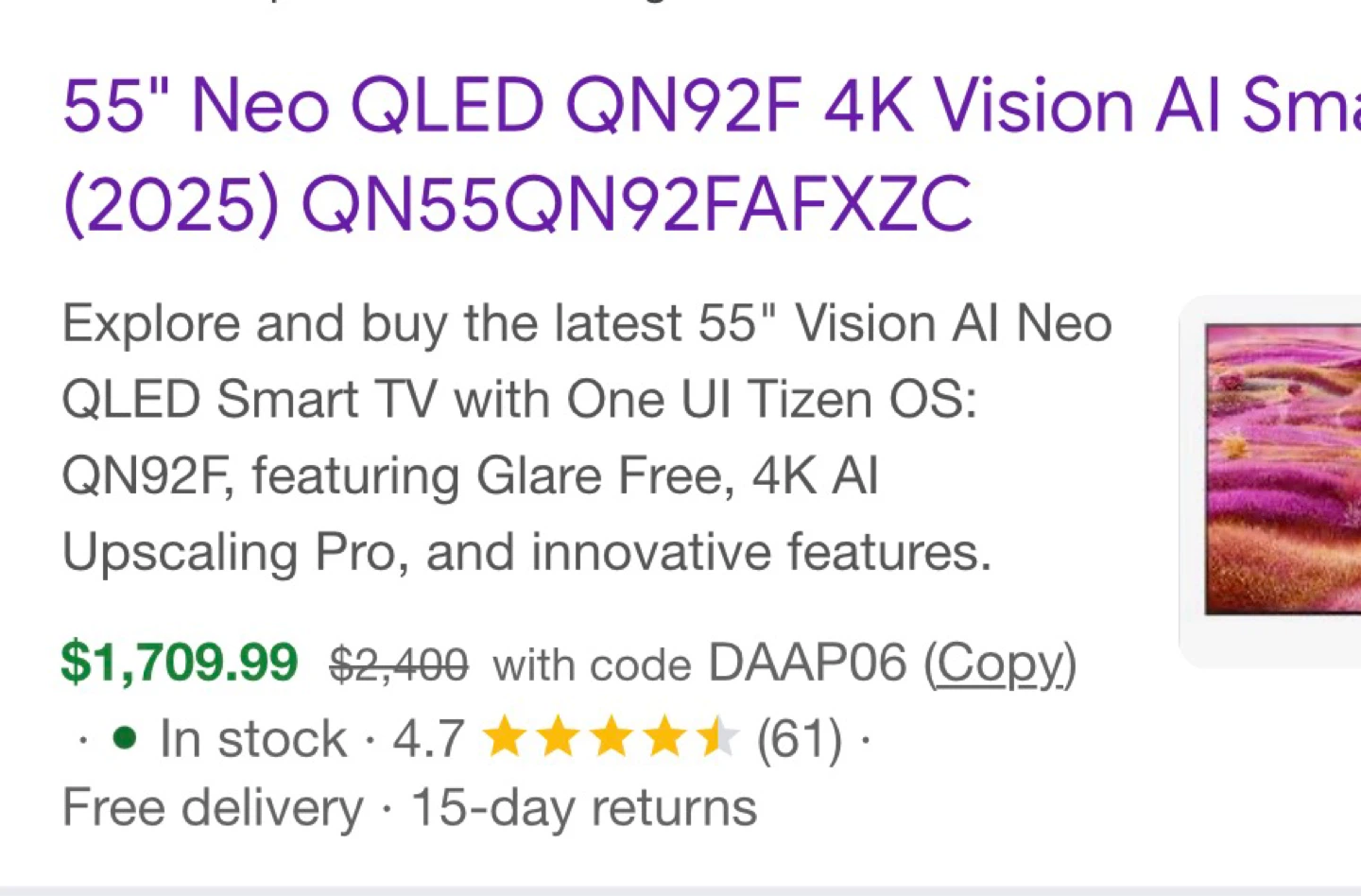 Samsung 55" Neo QLED 4K Smart TV - photo 2