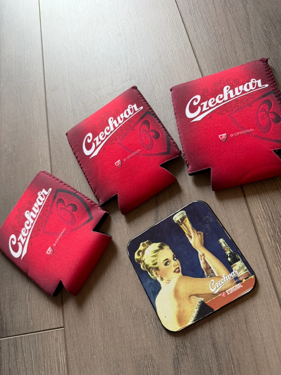 Czechvar Beer Can Coolers and Coaster Set