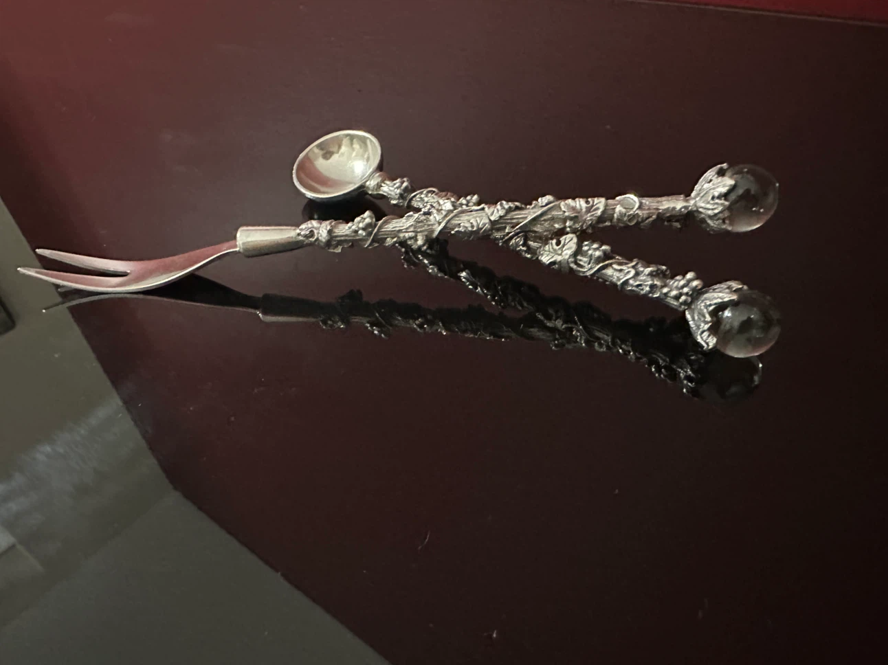 A set of 2 Vintage Ornate Silver Fork and Spoon - photo 2