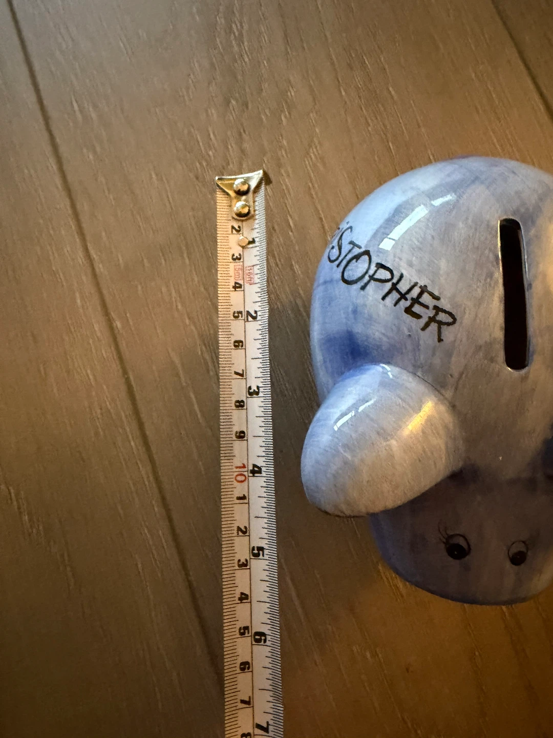 Blue Piggy Bank with 'CHRISTOPHER' written on it - photo 4