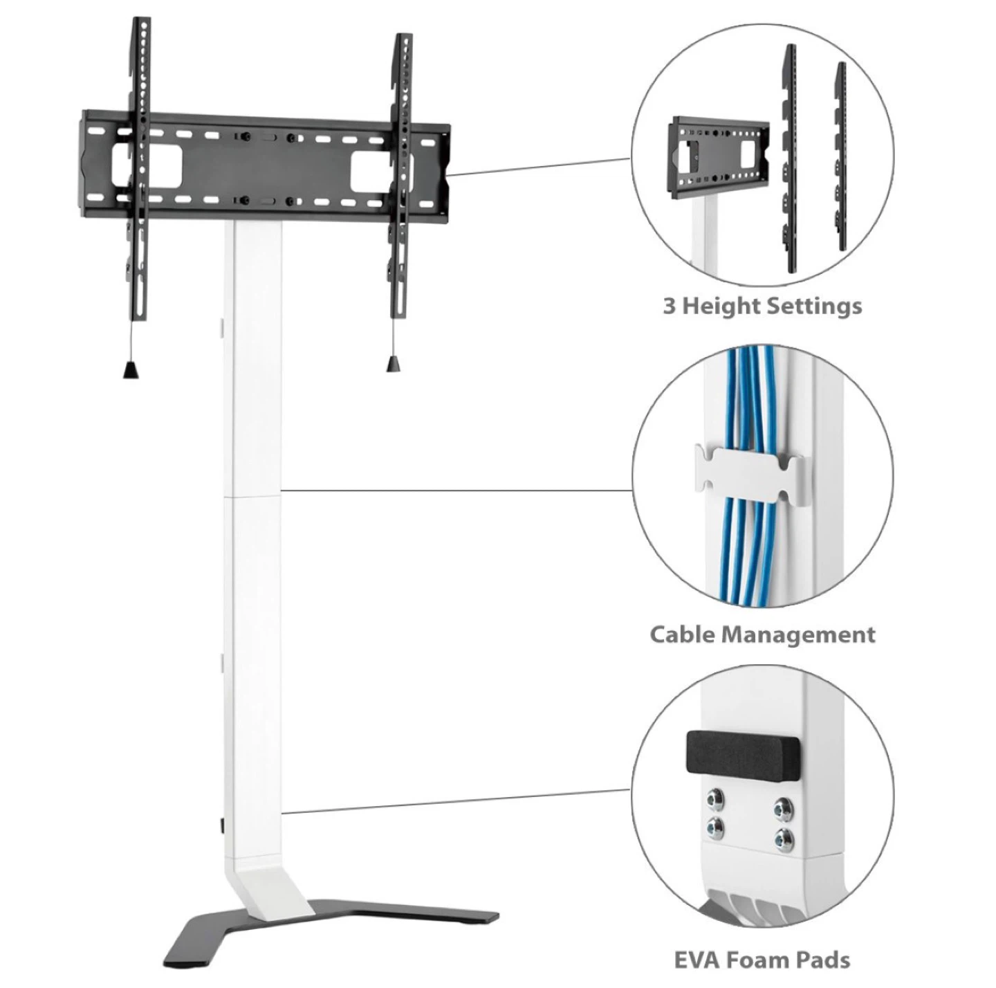 Height Adjustable TV Floor Stand / Wall Mount
