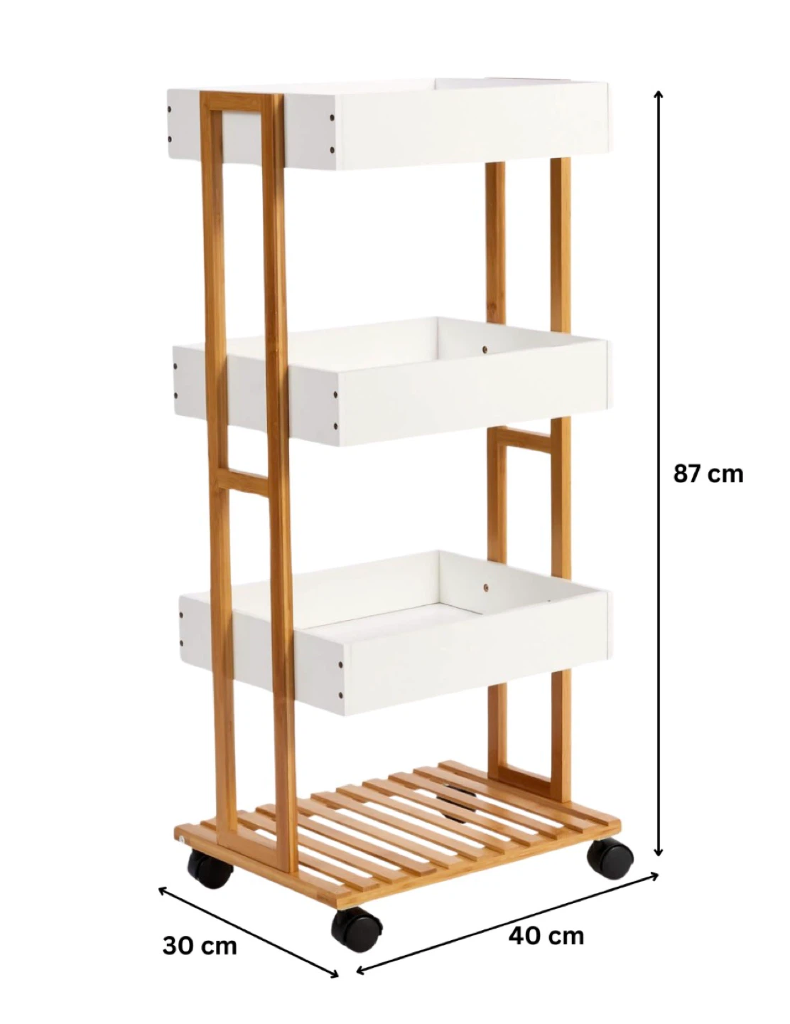 Anko Bamboo & White 3-Tier Trolley - photo 3