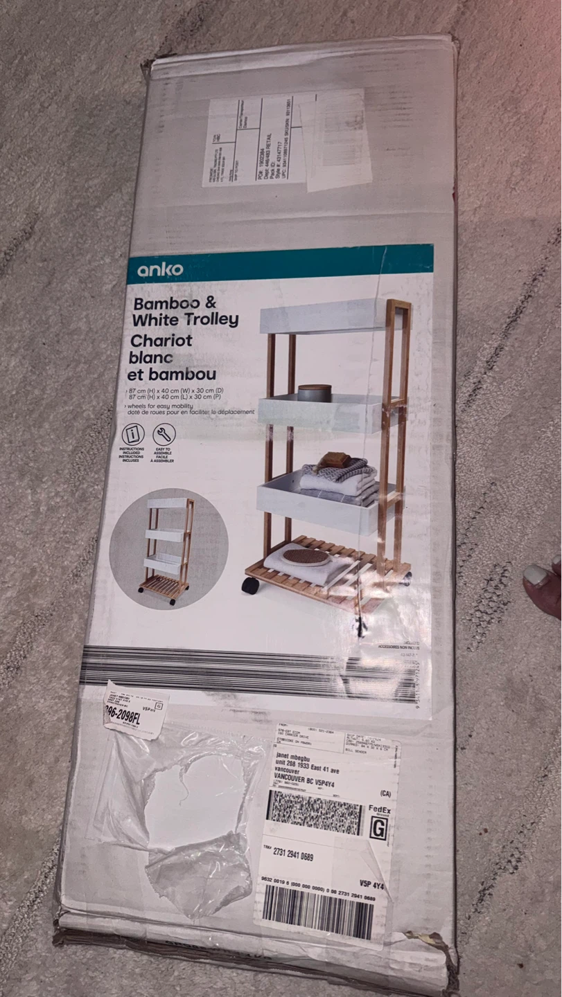 Anko Bamboo & White 3-Tier Trolley - photo 2