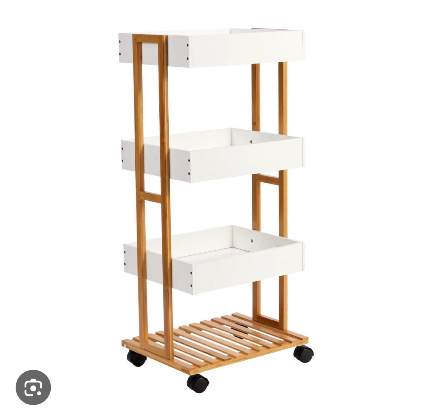 Anko Bamboo & White 3-Tier Trolley