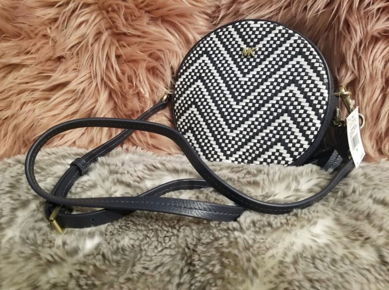 Michael Kors Round Crossbody Bag - Black & White Chevron - photo 2