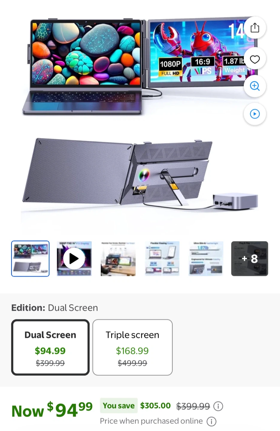 Big Sale-Laptop Monitor 14” USB-C HD Dual Screen Extender