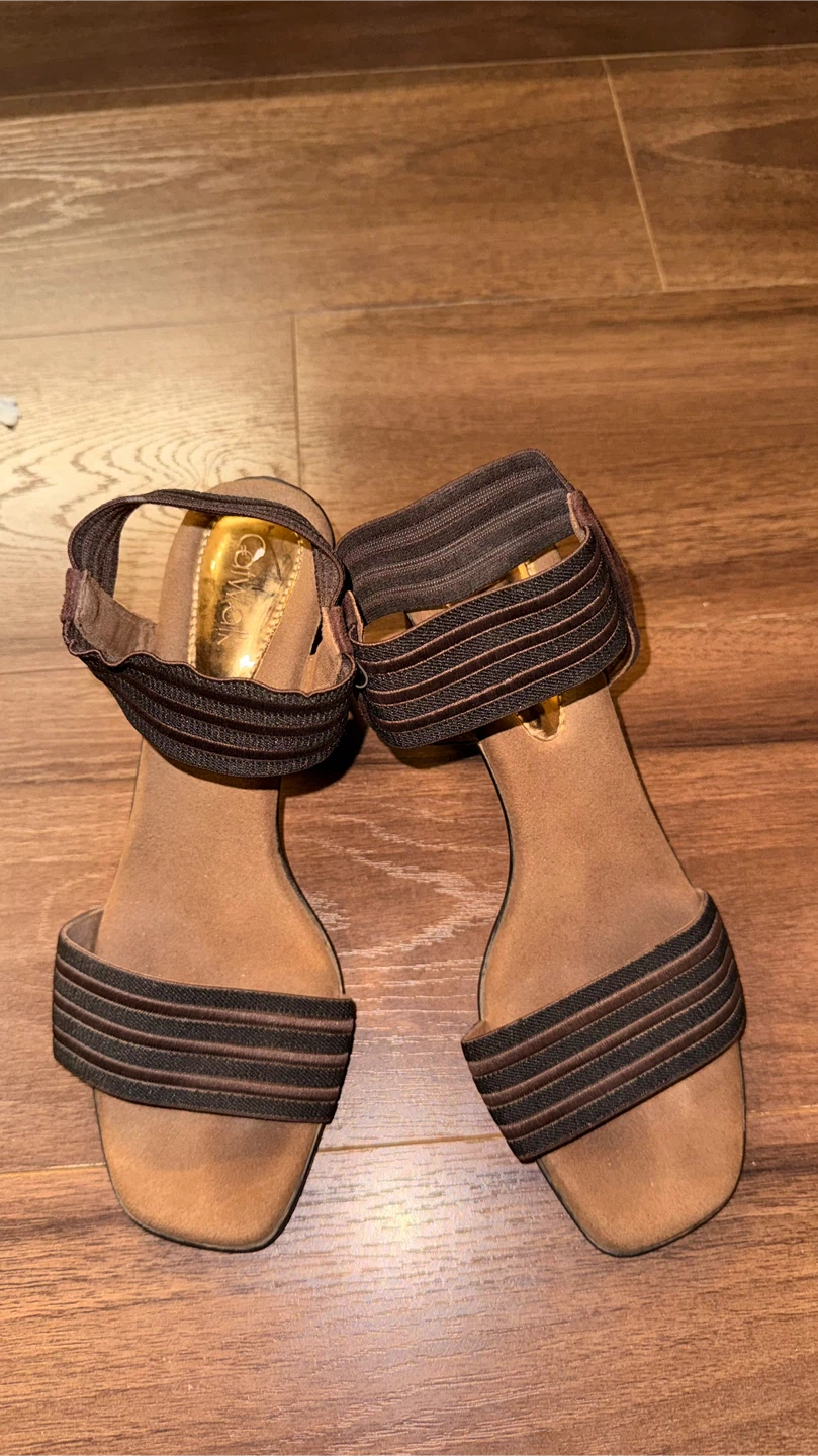 Catwalk Brown Heeled Sandals, Size 40