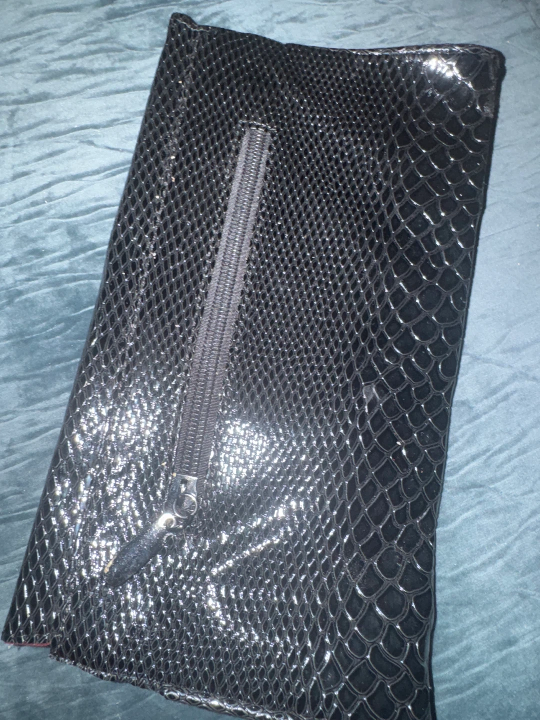 Black Faux Snake Skin Clutch Purse - photo 2