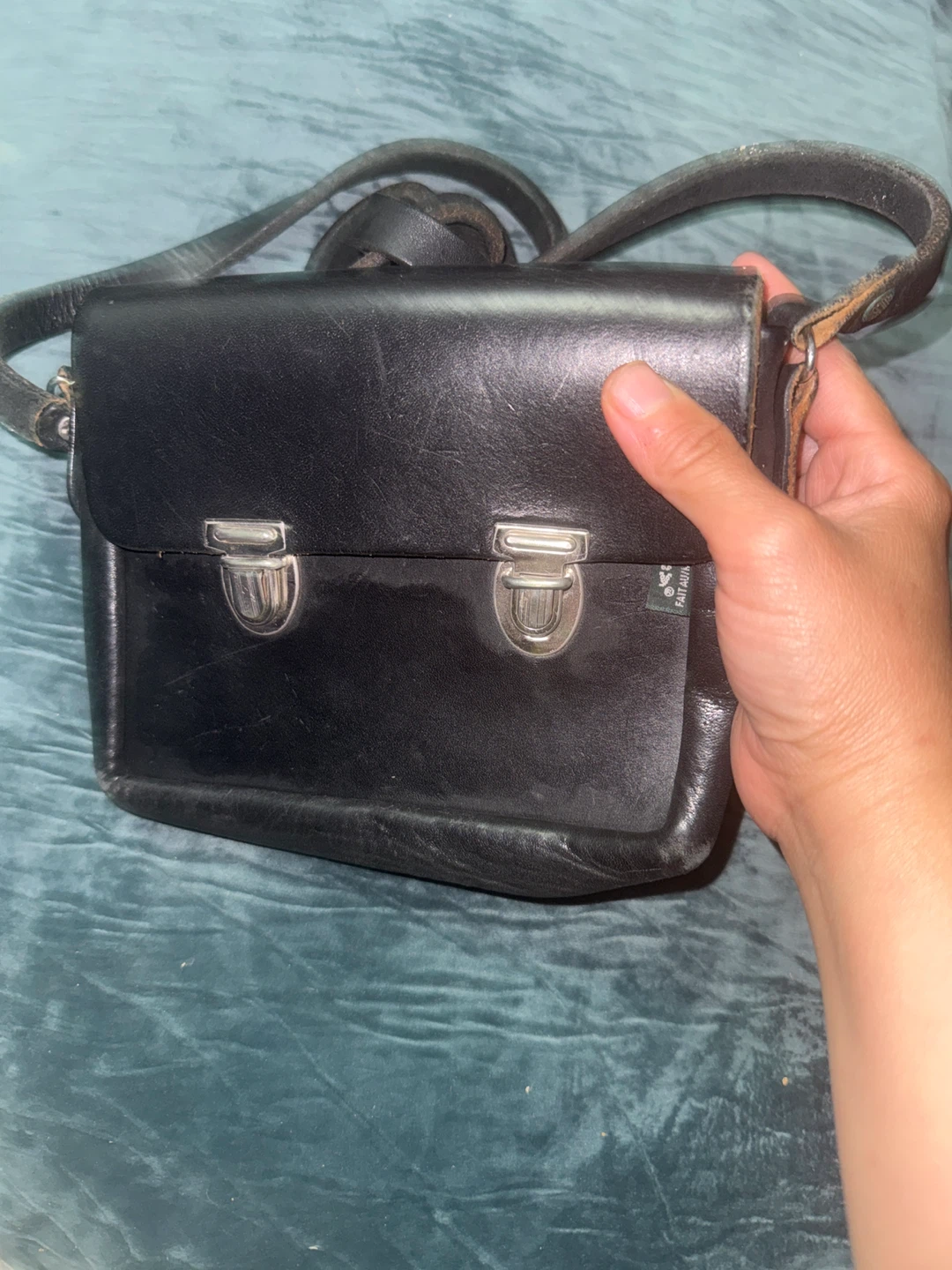 Black Leather Rugby Crossbody Bag - photo 3
