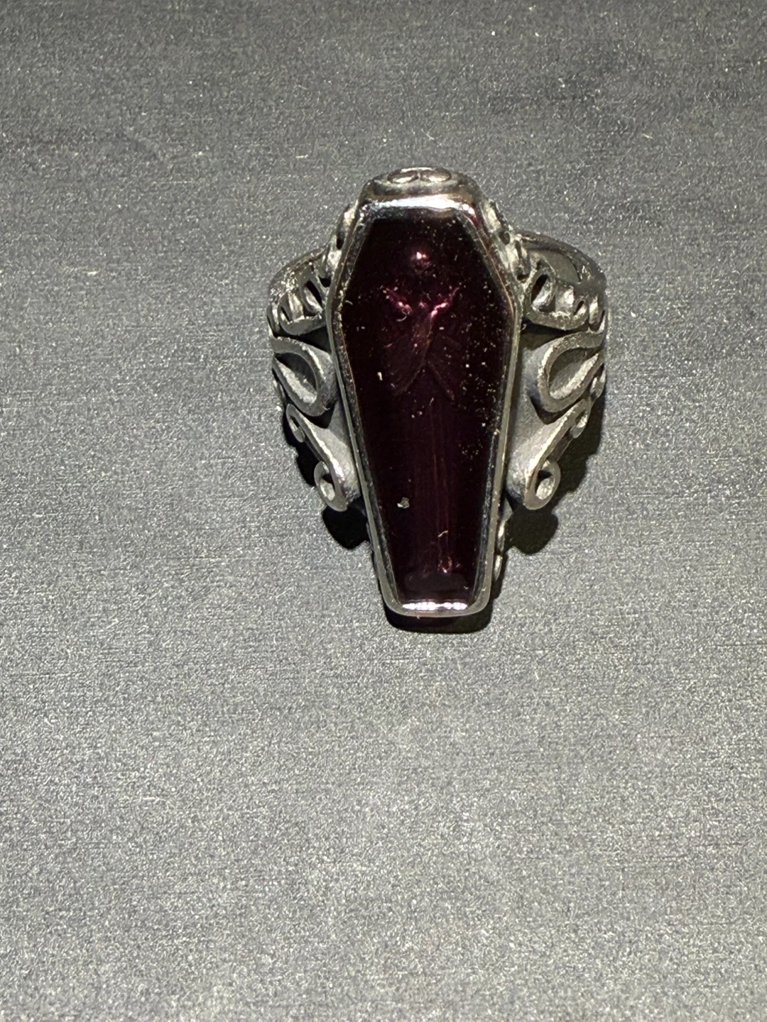 Coffin Ring with Purple Stone