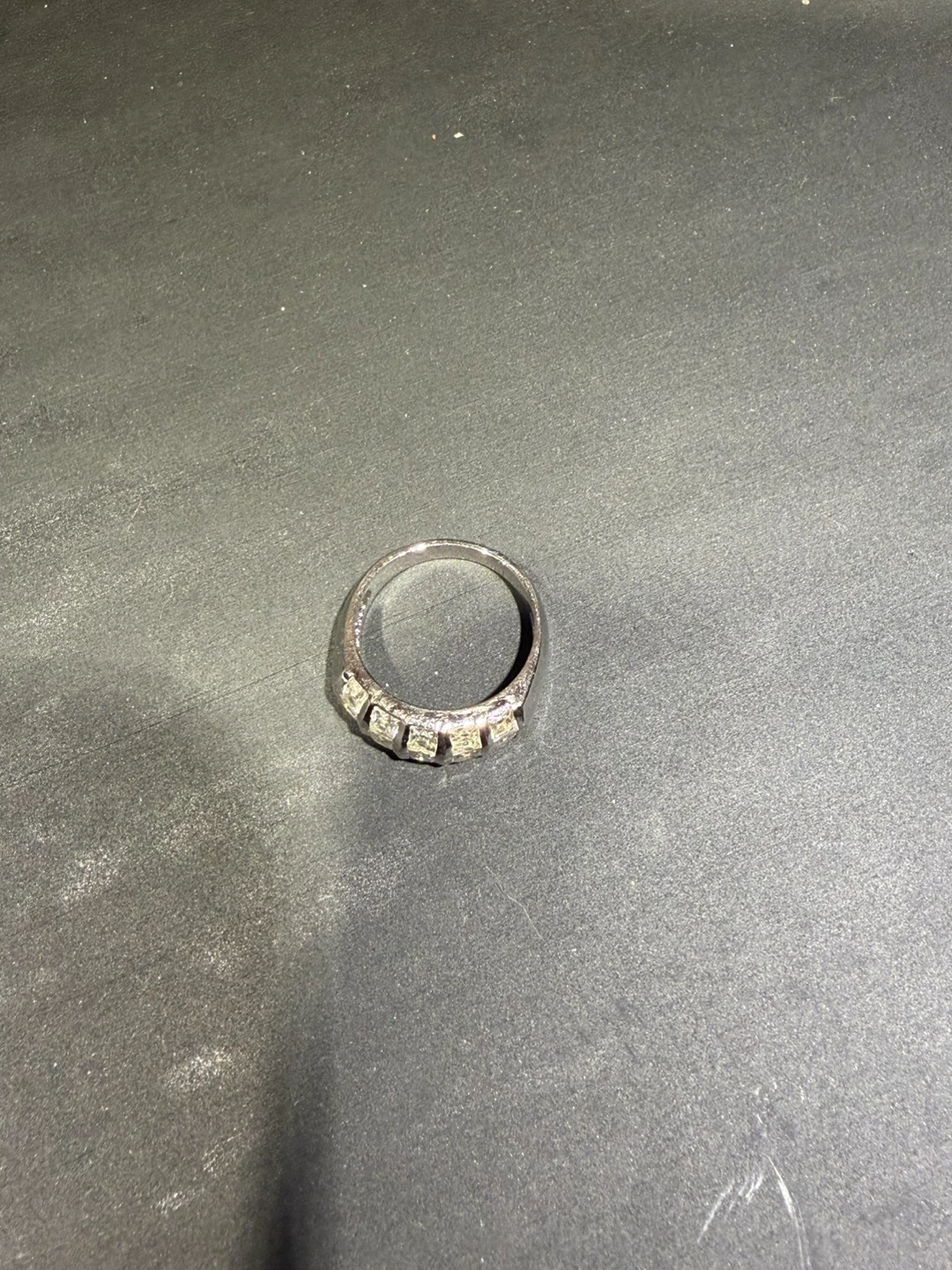 Silver Band Ring with Square Cut Stones - photo 2