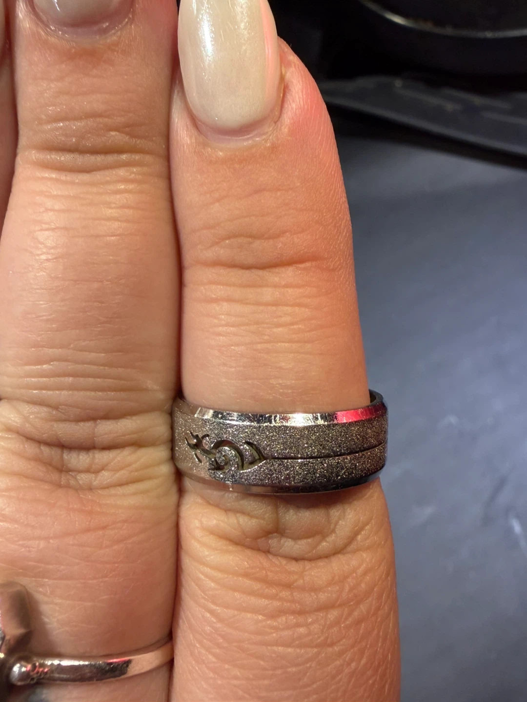 Sparkly Silver Ring with Tribal Design - photo 2