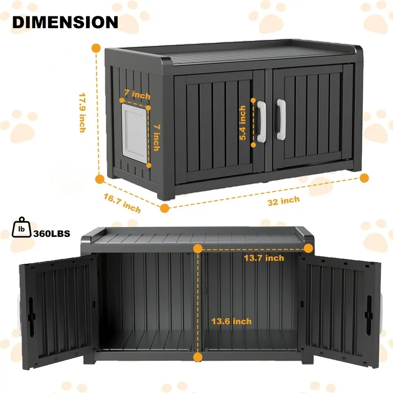 EasyUp Cat Litter Box, Resin Weatherproof with Dual-Door Design - photo 2