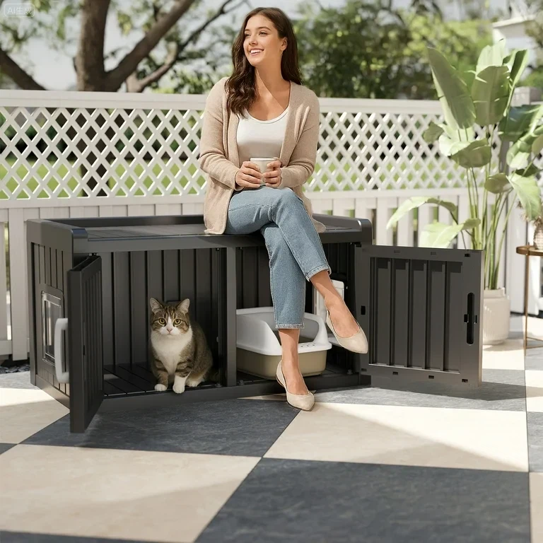 EasyUp Cat Litter Box, Resin Weatherproof with Dual-Door Design - photo 3