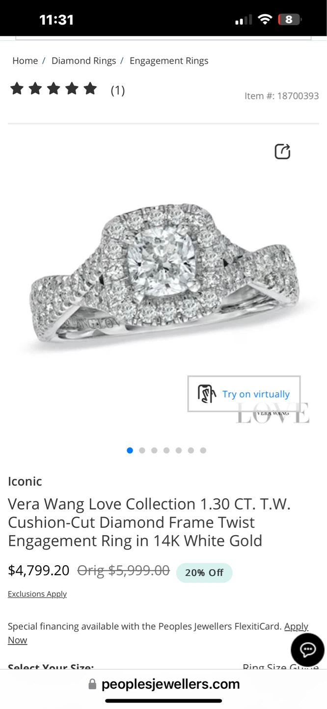 14 k Vera Wang Love Collection rings.