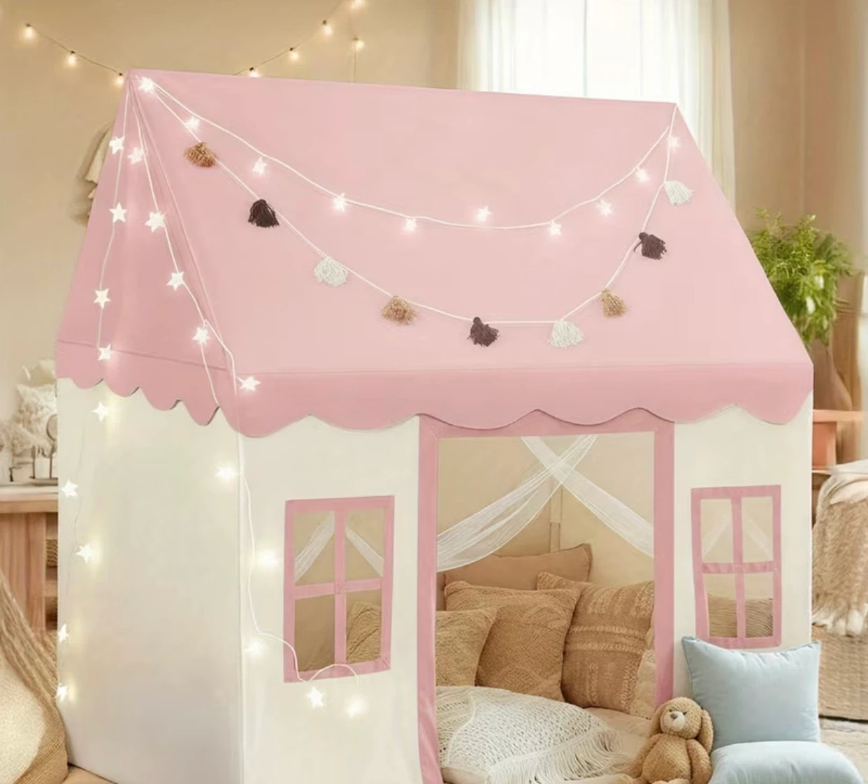 Kids Play Tent with String Lights