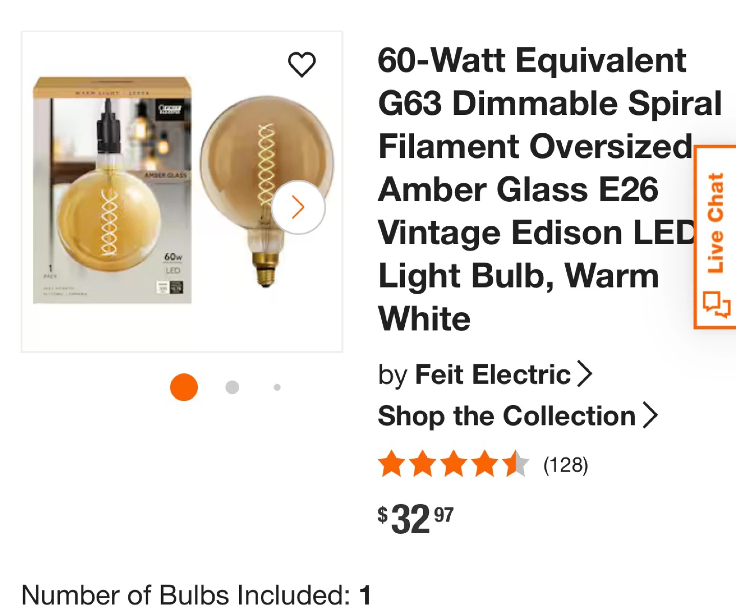2  Amber Glass LED Bulb, Warm White - photo 3